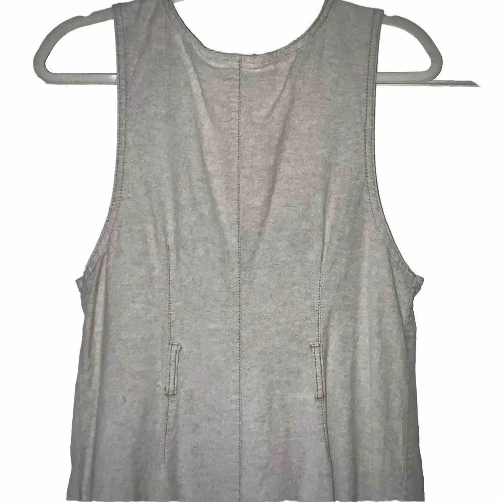 VTG MIDI Denim? Tank Dress Size 10 Tan Beige Button Down Cotton Made In USA 90s*